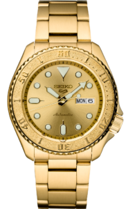 The absurdly high bang-for-buck Seiko 5 Sports collection is based on a rugged sport watch concept, but among the many available variations are also those in a gold-toned execution. It might not be the kind of gold watch to make you look like a high roller, but it just might be a fun and accessible bit of bling for your wrist. A rose gold variation is available in addition to this yellow gold.