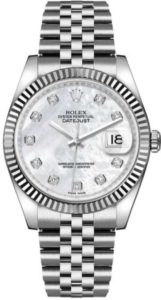 Rolex Oyster Perpetual Datejust White Mother of Pearl Diamond Men’s Watch