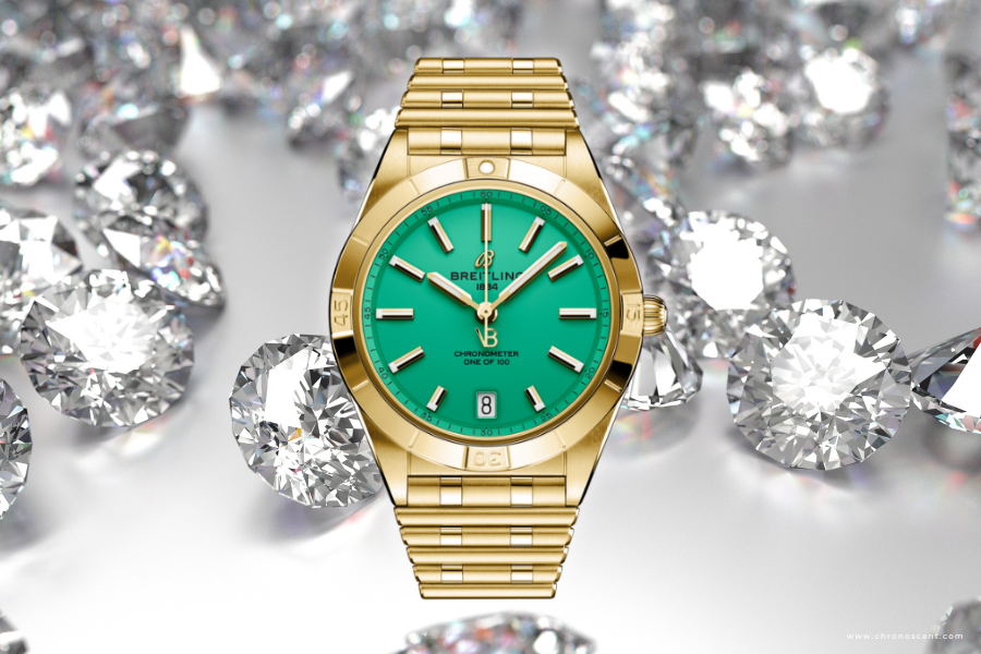 gold breitling chronomat watch green dial - Victoria Beckham chronoscent.com