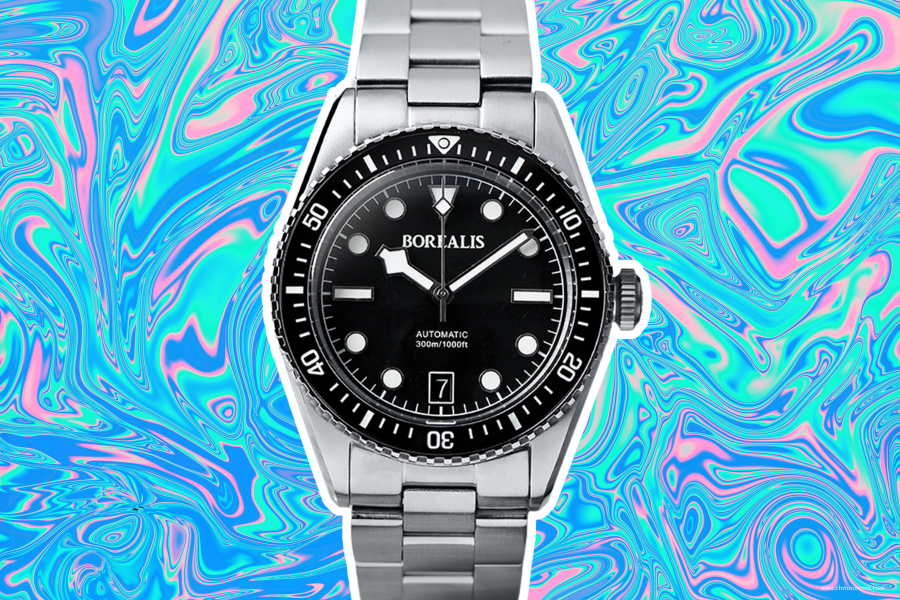 Borealis Bull Shark V2 White Dial Mercedes Hands no Date Black Ceramic Bezel