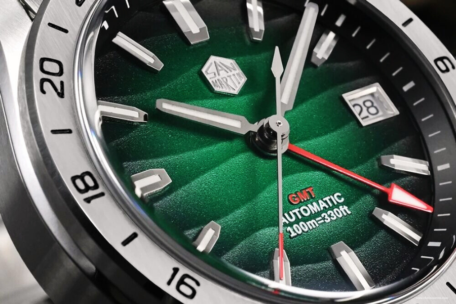 new San Martin Gada GMT green dial